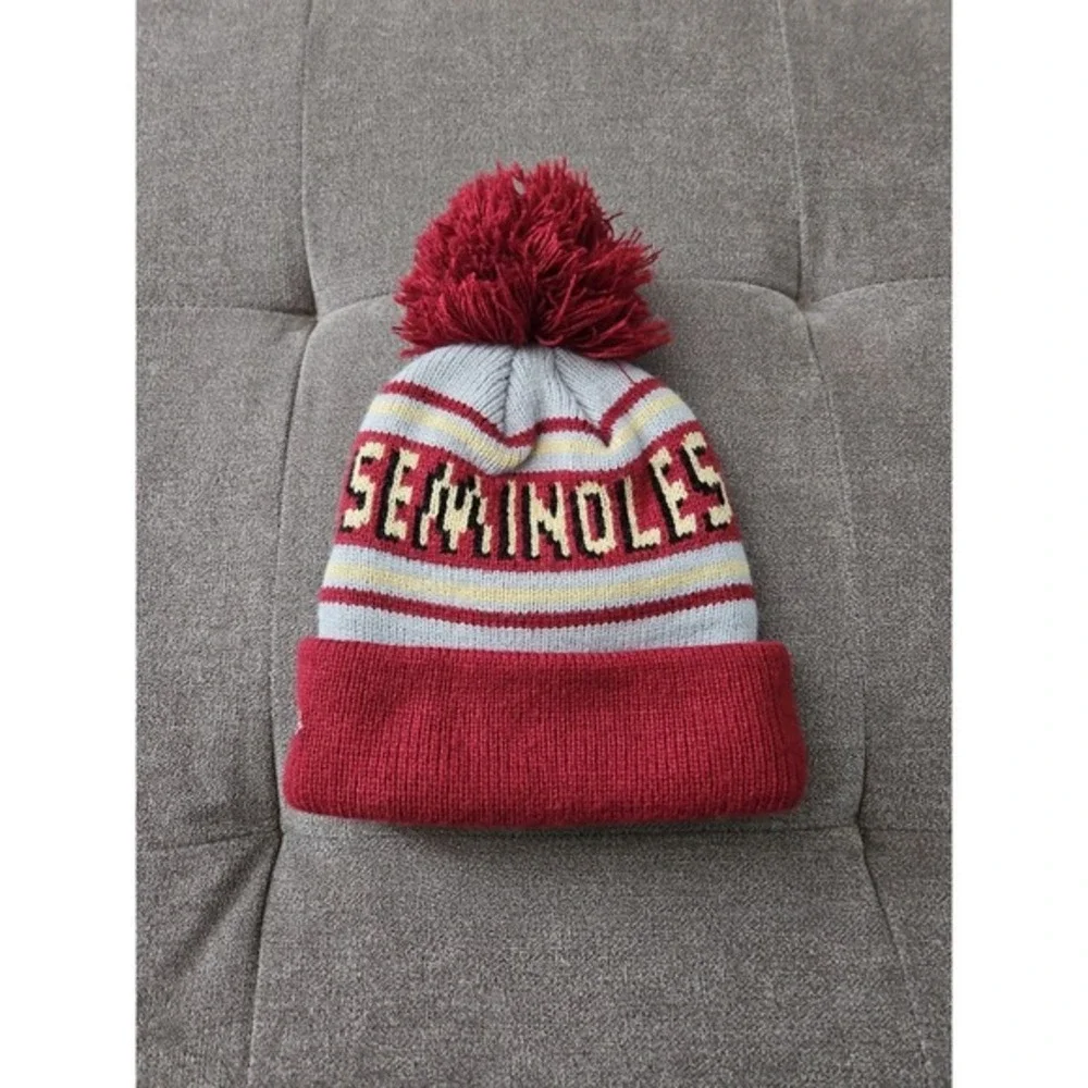 New Era Florida‎ State Seminoles Youth Beanie Hat Knit Pom FSU Garnet Gold
